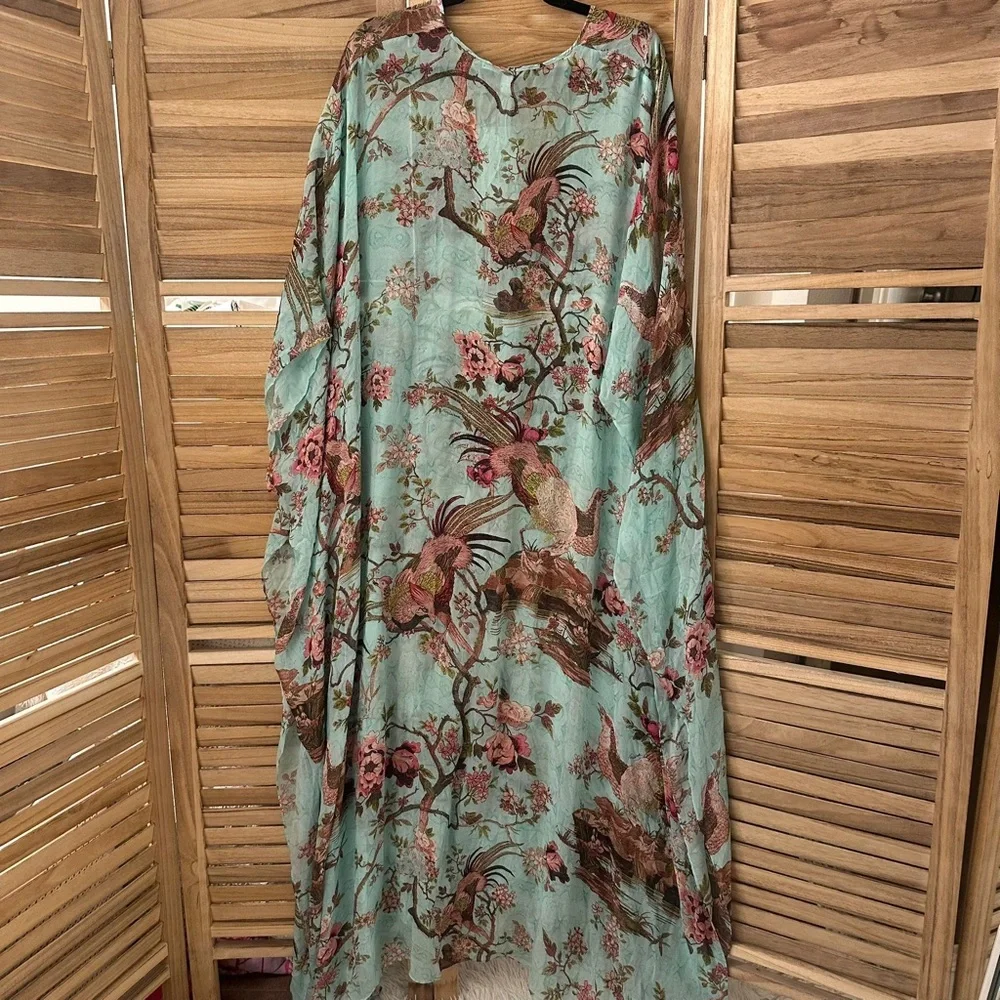 SKIMS X Roberto Cavalli Long Green Floral Print Kaftan S NWT